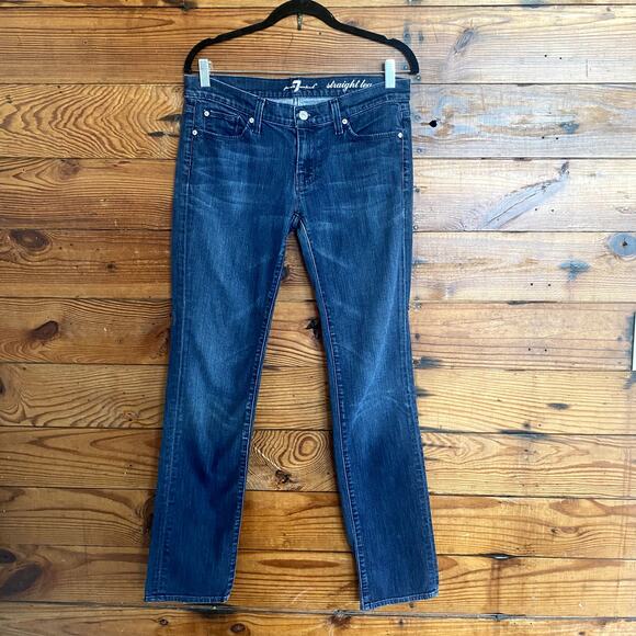 7 For All Mankind Dark Wash Straight Leg Jeans size 30 - Picture 1 of 7